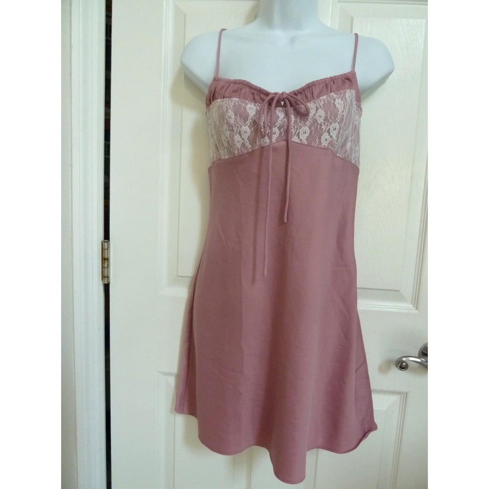 Urban Outfitters Pink Lace Trim Slip Dress Coquette Babydoll Mini Small